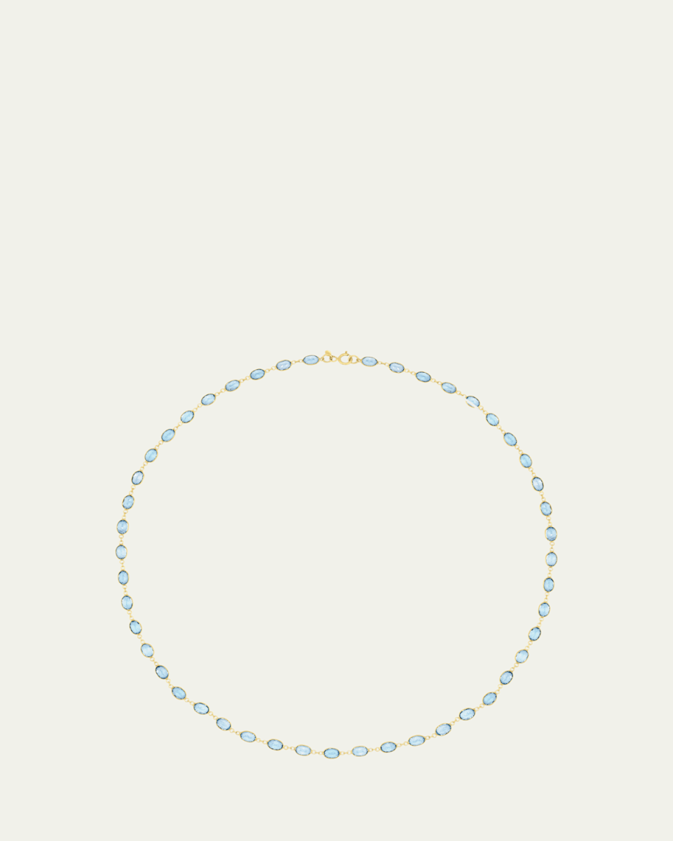 Aquamarine Bezel Chain Tennis Necklace